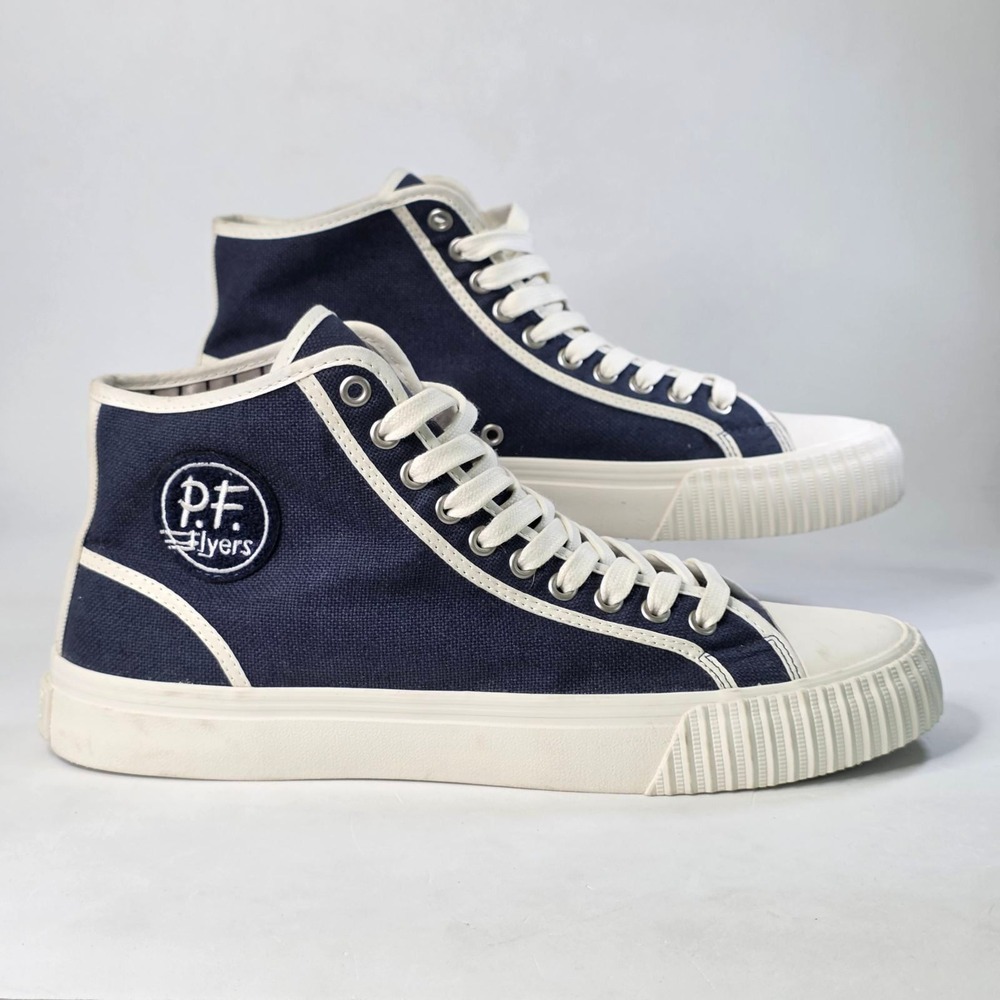 PF Flyers Center Hi Sneakers Mens 11 Womens 12.5 Navy Blue Canvas High Top Shoes